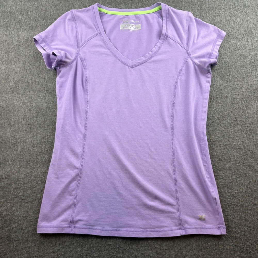 Xersion Xtreme Quick-Dri T-Shirt‎ Womens Small Purple V-Neck Activewear Top